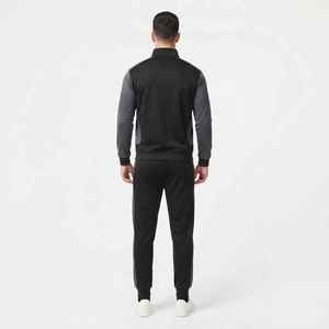 Ensemble de survêtement pour homme à fermeture éclair intégrale, noir et gris, décontracté, pour le jogging, vêtements de sport, deux pièces, polyester et coton, pour l'automne - Product Image 2