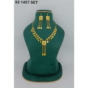 Geometric Pattern Trendy Alloy Choker Set Women's Engagement Anniversary <b>Gift</b> Dubai Gold Plated Jewelry Set Dubai Special Set - Product Image 2