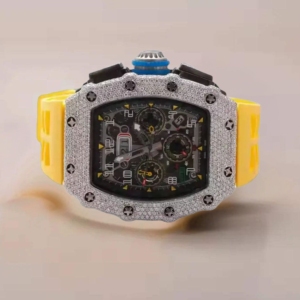 Reloj de Pulsera de Lujo con Correa Amarilla y Diamantes, Esfera Ovalada, Cuarzo Moissanita, Analógico, con Detalles de Diamantes, Superventas - Product Image 1