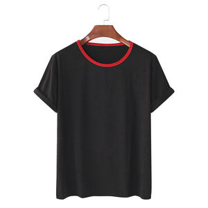 T-shirts basiques à manches longues pour hommes, décontractés, légers, d'été, col personnalisé, imprimés, avec bordure contrastante, 100 % coton - Product Image 2