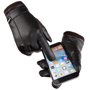 2025 Mens Leather Spring and Autumn Touch Screen Thermal <b>Gloves</b> Wholesale Low MOQ Custom Manufacture Stitch Full Finger Fashion - Product Image 5