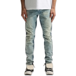 Jeans en denim ample et droit bicolore pour homme, collection Pré-automne 2026, respirant, avec bande contrastante, extensible, streetwear premium, hiver - Product Image 2