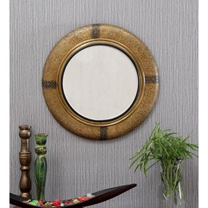 Hand-Painted Mango Wood <b>Round</b> <b>Wall</b> <b>Mirror</b> 26 Inch Indian Folk Art Multicolor Artisan Decor OEM - Product Image 4