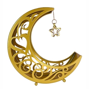 Custom Gold Metal Crescent Moon Gift <b>Hamper</b> <b>Basket</b> Ramadan Kareem Eid Mubarak Metal Serving Tray Islamic Table Decoration <b>Hamper</b> - Product Image 5