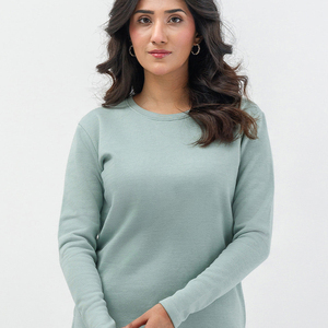 Oversized Crew Neck Solid Color Knitted Eco-Friendly Polyester <b>Long</b> Sleeve Casual <b>Sweatshirt</b> <b>for</b> <b>Women</b> - Product Image 1