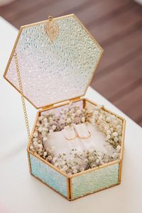 Customized <b>Hexagon</b> Glass Ring <b>Box</b> with Metal Frame, Decorative Storage Organizer Jewelry <b>Box</b> For Wedding <b>Gift</b> & Home use - Product Image 2