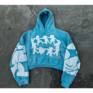 Nuevo diseño de algodón francés Terry parche desgastado bordado sudaderas con capucha y sudadera para hombre chándales de lavado ácido Vintage personalizados - Product Image 4