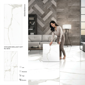 กระเบื้องพอร์ซเลนเคลือบด้านลายหินอ่อนสีขาวโบราณ Statuario ขนาด 900x1800 มม. ทนกรด ต้านเชื้อแบคทีเรีย กันลื่น สำหรับตกแต่งภายใน - Product Image 3