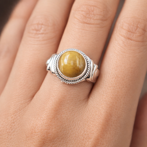 Natural <b>Tiger</b> <b>Eye</b> Gemstone <b>Ring</b> 925 Sterling Silver Handmade Vintage Statement <b>Ring</b> Oval Cabochon Men Women Jewelry for Unisex - Product Image 2