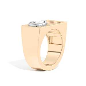 1ct Pear Lab Diamond Wide Band <b>Ring</b> 14k 18k Solid <b>Gold</b> Off-Center Bezel <b>Set</b> Unique D <b>Ring</b> Statement Modern Men's Gift 10mm - Product Image 3