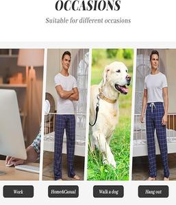High Quality Elastic Waist Drawstring Casual Wear Classic Fit <b>Lightweight</b> Straight Check Printed <b>Trouser</b> <b>Men</b> - Product Image 6