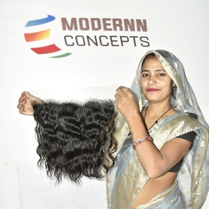 Wholesale 100% Unprocessed Black Indian Temple Remy Human Hair <b>Extensions</b> <b>Cheap</b> 13*6 Hd Frontal Wavy Machine Double Weft Hair - Product Image 5