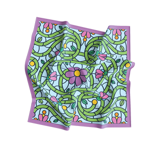 Pañuelo de Seda Cuadrado con Estampado Personalizado, Chal Floral Geométrico para Mujer, Accesorio de Invierno con Impresión Digital - Product Image 1