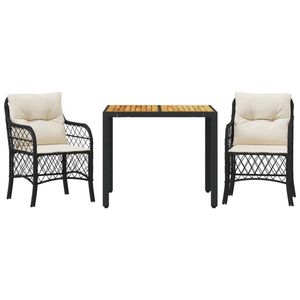Set Bistrot in Rattan Nero per 2 Persone, Resistente alle Intemperie, Arredamento da Giardino, Design Contemporaneo - Product Image 2