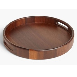 Plateau en bois naturel finition lisse, plateau de service rond en noyer, plateau de service en bois de qualité supérieure pour la maison et l'hôtel, produit très demandé - Product Image 1