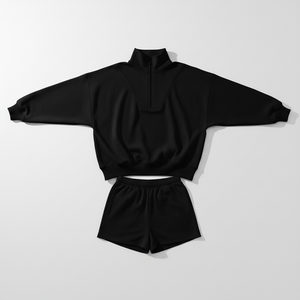 Women's 320 GSM <b>Hoodie</b> Shorts Set Custom Logo <b>Lightweight</b> Warm Two Piece Casual Tracksuit Set for Women - Product Image 4