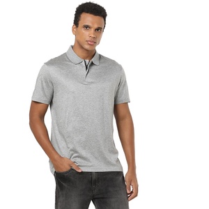 Polo en coton Oxford à manches courtes gris pour homme, coupe classique, couleur unie, style décontracté, tissu respirant - Product Image 2