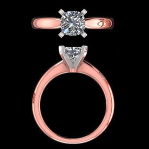 Oval Cut Diamond Engagement <b>Ring</b> With Tapered <b>Plain</b> Gold Band In Solid Rose Gold Handcrafted Minimalist Fine Bridal Jewelry - Product Image 3