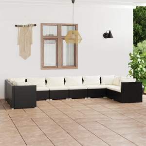 Ensemble de salon de jardin modulaire 10 pièces en rotin PE noir - Product Image 1