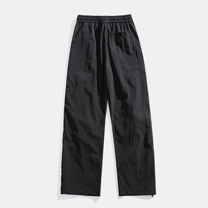 Pantalones de chándal anchos de nailon ligero con cremallera lateral personalizada para hombre, estilo urbano, cortavientos, joggers de hip hop al por mayor - Product Image 4