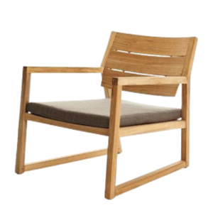 Fauteuils de salon de jardin avec coussin bas en teck naturel, canapés de jardin, canapé une place - Product Image 1