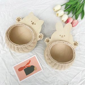 Cesta Colgante de Mimbre con Forma de Conejo para Dormitorio Infantil, Organizador de Almacenamiento para Guardería, Soporte Tejido a Mano para Artículos Diversos, Decoración, Venta al por Mayor - Product Image 2
