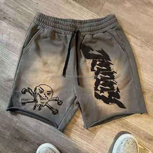Venta al por mayor de pantalones cortos de verano de los deportes de la calle de los hombres 100% algodón Sun Faded Pattern Casual Custom Shorts - Product Image 1