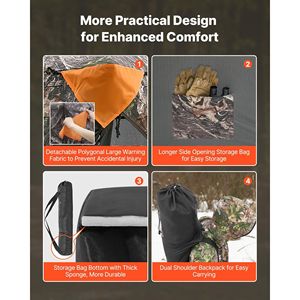 Borsa da trasporto portatile e resistente per tenda da caccia pop-up 1-2 persone, tenda da caccia a 270 gradi per osservazione del terreno, per caccia singola o doppia - Product Image 5