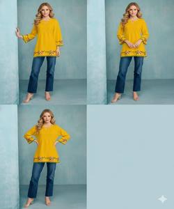 NEW ARRIVAL RAYON EMBROIDERY WORK ONLY TOP DAILY WEAR WHOLESALE PRICE ETHNIC GARMENT YELLOW - Product Image 2