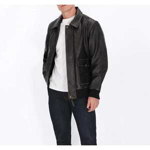 Veste en cuir épaisse imperméable pour homme, automne, avec doublure en polyester et look vintage - Product Image 1