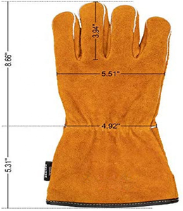 Guantes de Soldador de Cuero Vacuno Resistentes al Calor, Guantes de Trabajo de Construcción con Costuras Anticorte y Protección Eléctrica - Product Image 3