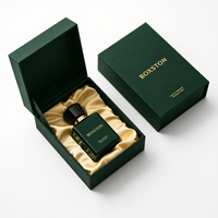 Caja de Embalaje de Perfume para Hombre de Cartón Rígido Negro con Logotipo Personalizado, con Lámina Dorada y Forro de Satén