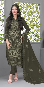 ชุดสัลวาร์ คามีซ ฟ็อกซ์ จอร์เจตต์ แบบเย็บกึ่งสำเร็จ พร้อมงานปักเลื่อม สำหรับคอลเลคชั่นชุดชาติพันธุ์อินเดียและปากีสถานสำหรับผู้หญิง - Product Image 2