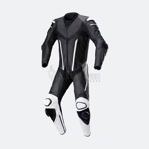 Combinaison de moto en cuir véritable de style vintage, équipement de moto classique Cafe Racer, broderie et patchwork personnalisés - Product Image 1