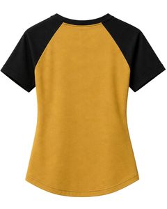 Mustard Yellow And Black <b>Raglan</b> T Shirt For Women Casual Crew Neck Short Sleeve Soft Cotton Blend Summer Fashion <b>Top</b> - Product Image 2