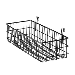 Black Iron <b>Wall</b> Hanging Basket For Kitchen Counter <b>Wall</b> Mounted <b>Storage</b> <b>Rack</b> With Strong Metal Construction - Product Image 3