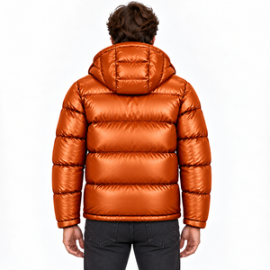 Mens Long Glossy Winter Coat Hooded Puffer Jacket <b>Quilted</b> Padding Full Zip High Collar Sleeve Pocket Waterproof Casual - Product Image 6