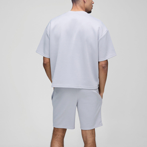 Conjunto de Camiseta y Pantalones Cortos de Alta Calidad para Hombre, con Logotipo Personalizado, Cuello Alto, 380 g/m², 100% Algodón - Product Image 2