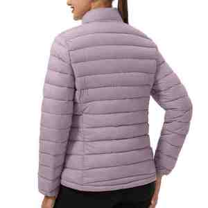 Doudoune légère pour femme, col montant, fermeture éclair, matelassée, coupe-vent, couleur unie, manteau d'hiver, coupe droite, style ajusté - Product Image 4