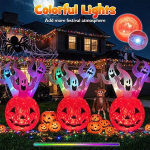 Zucca Gonfiabile da 6 Piedi con Luci Colorate e Corde Antivento per Halloween - Product Image 4