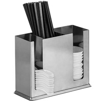 Support de rangement multifonctionnel carré en acier inoxydable pour baguettes de restaurant, cuillères, fourchettes et couteaux – Durable et autoportant