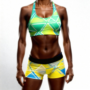 Conjunto de 2 Piezas: Top Corto con Escote Redondo y Espalda Cruzada, y Shorts de Cintura Alta, sin Costuras, de Spandex y Poliéster, para Yoga - Product Image 6