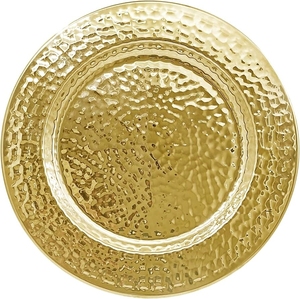 Assiette de service ronde élégante en argent métallisé avec bordure texturée perlée pour la restauration et les banquets - Product Image 2