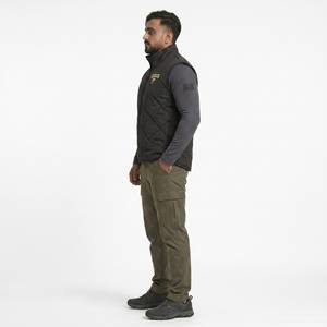 Gilet matelassé pour homme avec fermeture éclair intégrale, col montant, sans manches, logo personnalisé, vêtement d'extérieur pour équipe universitaire, 100 % polyester, broderie - Product Image 6