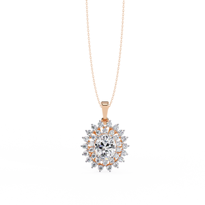 Elegant Oval and Round Lab Grown Diamond Pendant <b>Necklace</b> DEF Colorless VVS VS Clarity Sustainable Fine Jewelry Gold Chain - Product Image 3
