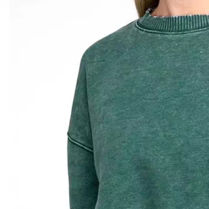 Sweat-shirt vintage pour femme, col rond, coupe ample, manches longues, style streetwear décontracté, haut basique - Product Image 5
