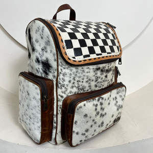 Nouveau sac à dos de transport en cuir à carreaux usiné à la main sac à dos à poils cachés conception unique sacs à dos à couches durables pour un usage quotidien - Product Image 4