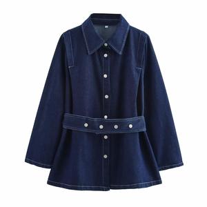 Ensemble Veste en Jean Polyester Manches Longues Couleur Unie Respirante et Décontractée Nouvelle Collection Été 2026 + Jean Large – Vente en Gros - Product Image 3