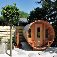4-6 Personen Outdoor Red Cedar Bucket Sauna raum Massivholz konstruktion Asphalts chind eln Elektroherd für Dampf für Villen