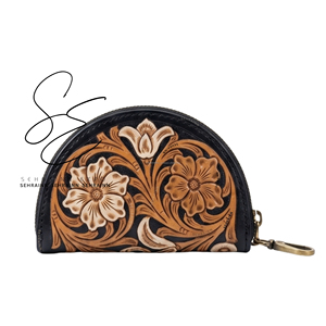 SEHRAINN New Design 2026 Handmade Tooled Leather Coin Purse Floral <b>Zip</b> Wallet Card & Cash Holder <b>Pouch</b> Western Cowgirl <b>Pouch</b> - Product Image 4